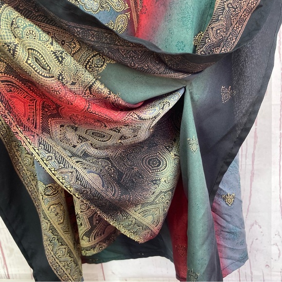 Vintage Sante Classics One Size Multicolor Boho Kaftan Dress Patio Artsy Maxi - Picture 9 of 14